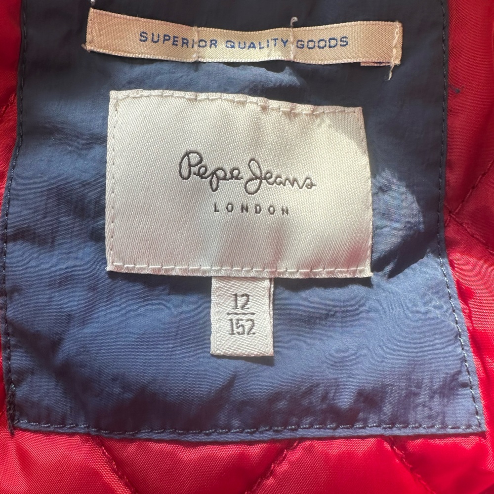 Boys Pepe Jeans London Colorblock Bomber Jacket Navy White Red Size 12/152 Warm - Picture 4 of 13